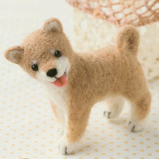 Hamanaka Needle Felting Kit: Crafting Cute Animals w/ Wool - Shiba inu Dog