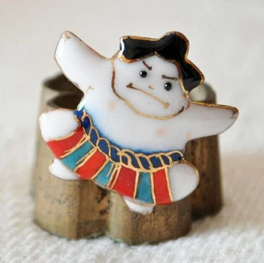 Sumo Wrestler - Japanese cloisonné enamel Pin Badge Brooch Made-to-order NEW
