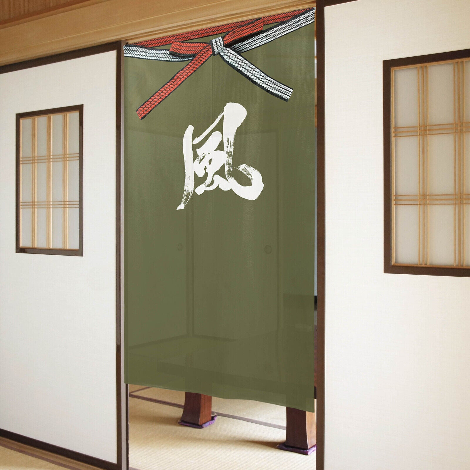 Japanese Noren Door Curtain Room Divider - Wind in Kanji, Chinese Character