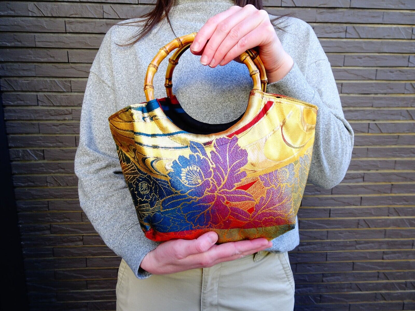 Handmade Japanese Kimono Handbag, Vintage Silk, Elegant Granny Bag, Unique Gift