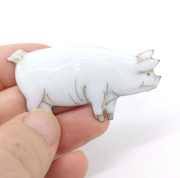 Good Luck Pig Motif - Japanese cloisonné enamel Mini Brooch Made-to-order NEW