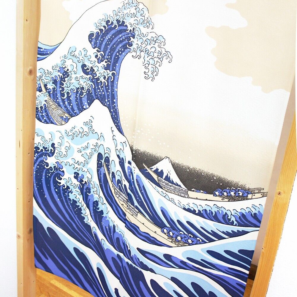 Katsushika Hokusai Noren Door Curtain Ukiyo-e "The Great Wave off Kanagawa"