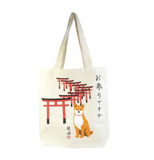 Shiba Inu "Shibata san" Cotton A4 size Tote Bag : Torii Gates.