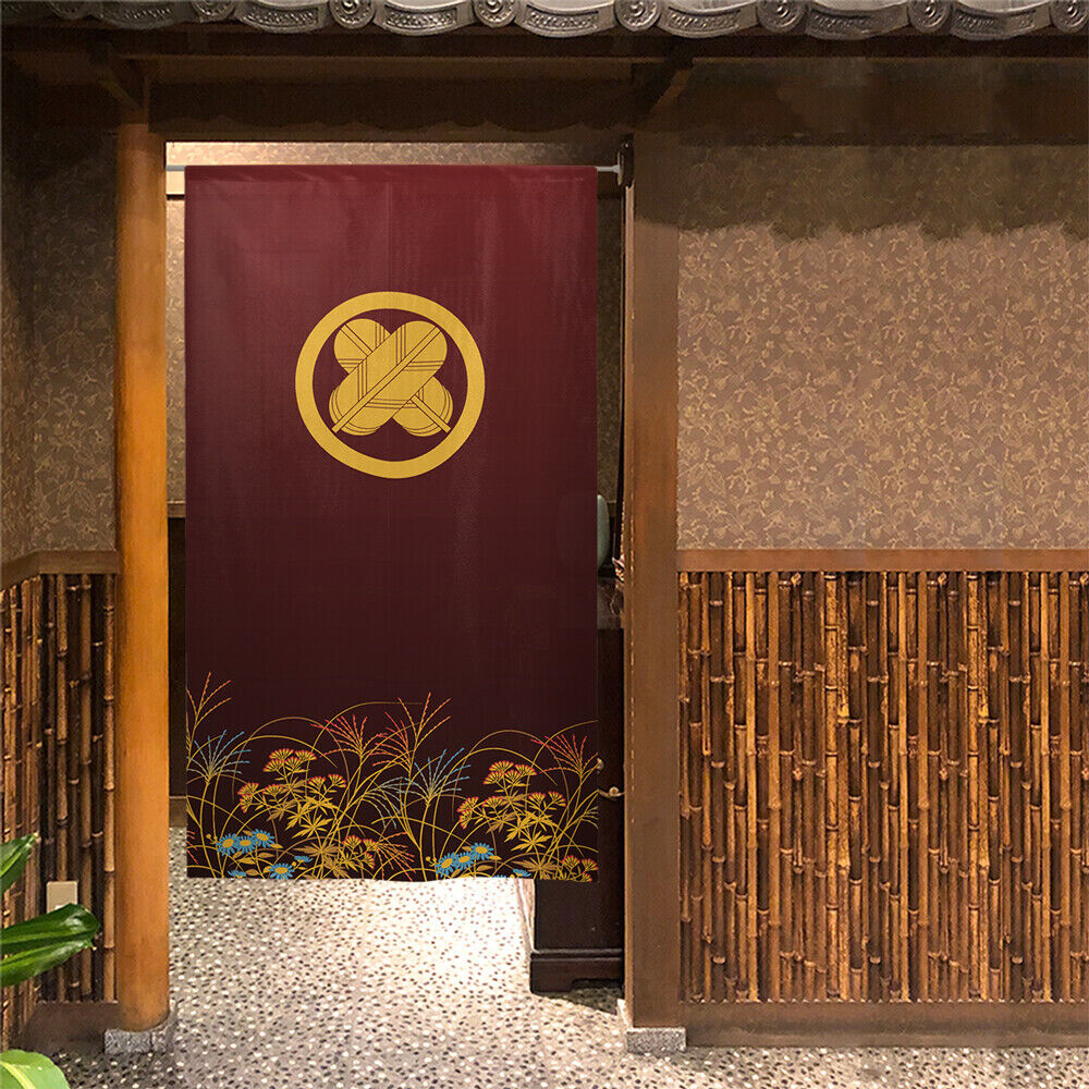 Kamon Japanese Family Crest Noren Door Curtain Room Divider - Hawk Wings