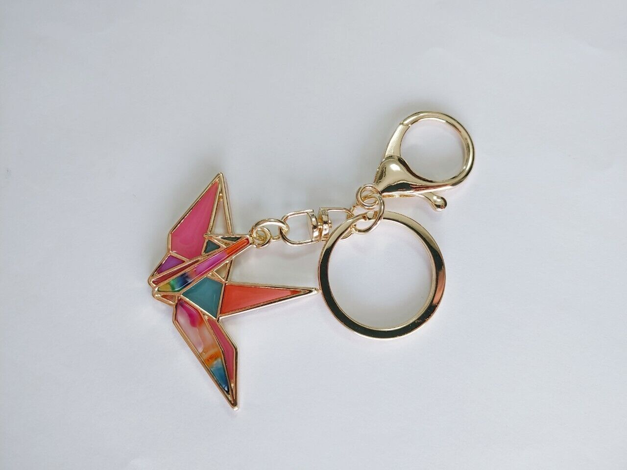 SANSAN Stained Glass Origami Crane Keychain - Japanese Style Gift for Collectors