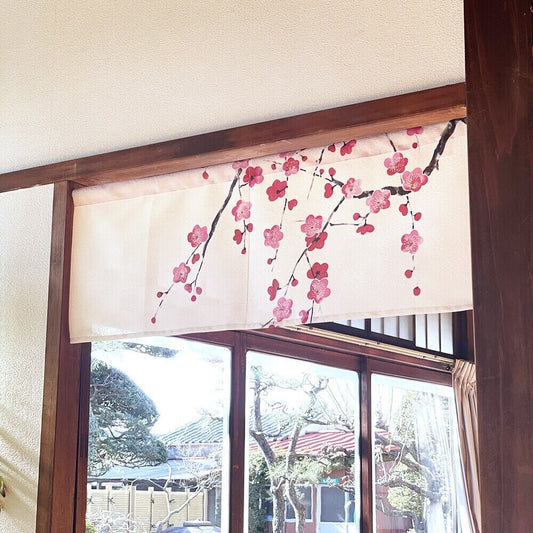 Made to Order Extra Short Japanese Noren Door Curtain Weeping Plum Blossoms