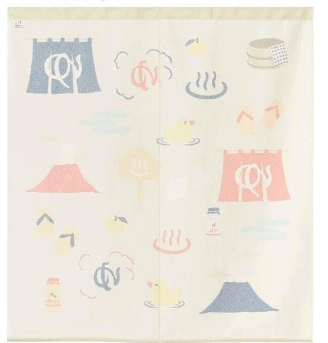 Onsen Hot Spring& Mt. Fuji Japanese Noren Door Curtain Room Divider 85×90cm