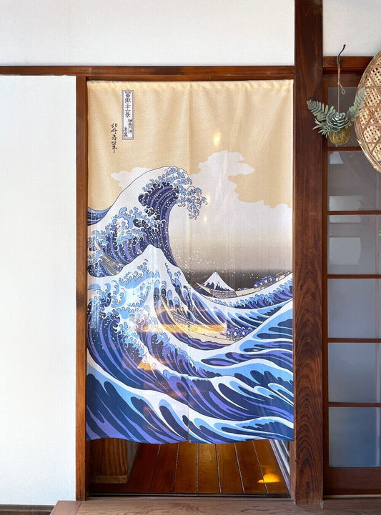 Katsushika Hokusai Noren Door Curtain Ukiyo-e "The Great Wave off Kanagawa"