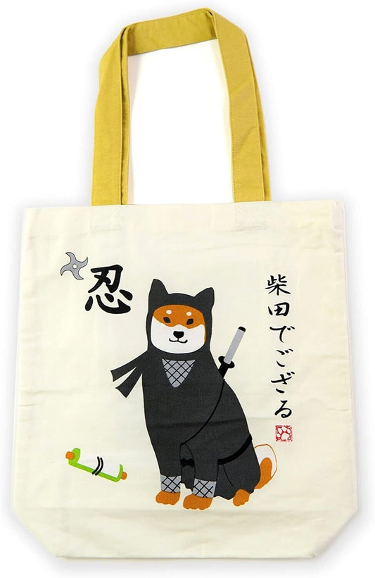 Shiba Inu "Shibata san" Cotton A4 size Tote Bag : Ninja.