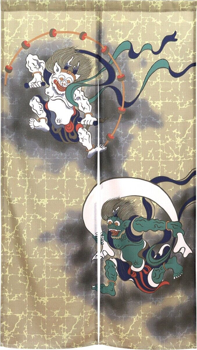 Fujin & Raijin Japanese Noren Door Decorate Curtain Room Divider Drapes
