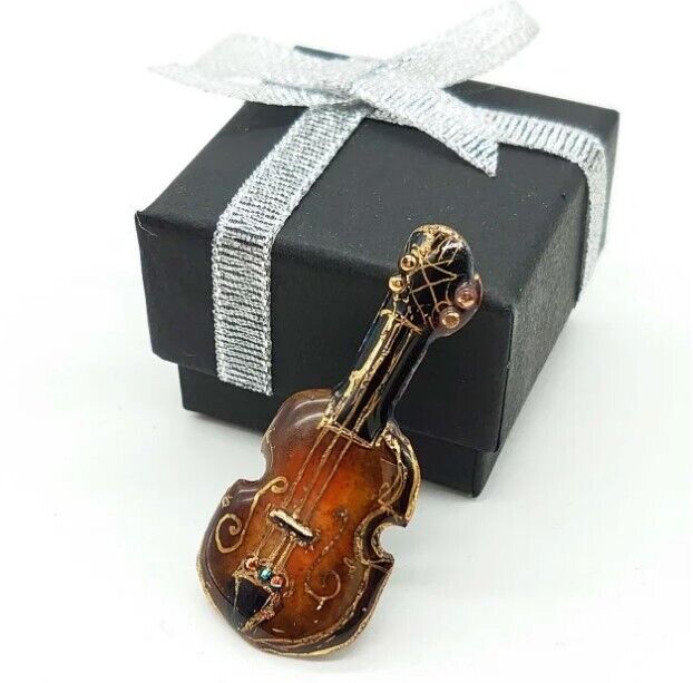 Violin - Japanese cloisonné enamel Pin Badge Brooch Made-to-order NEW
