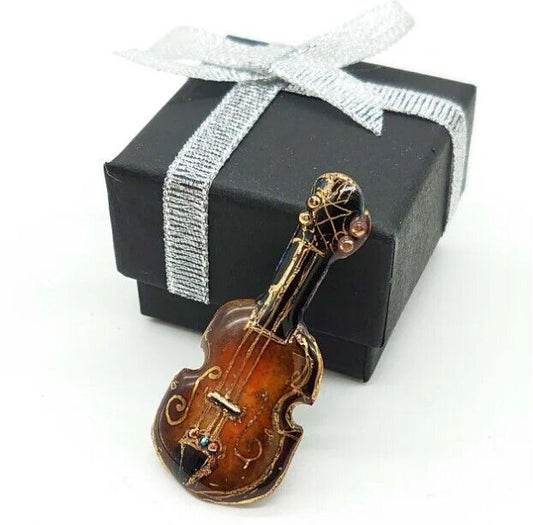 Violin - Japanese cloisonné enamel Pin Badge Brooch Made-to-order NEW