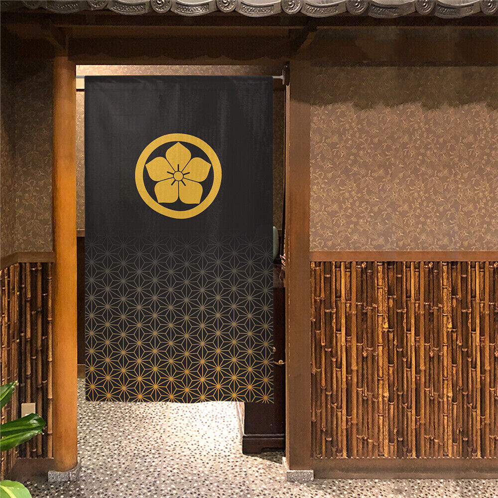 Kamon Japanese Family Crest Noren Door Curtain Room Divider - Bellflower