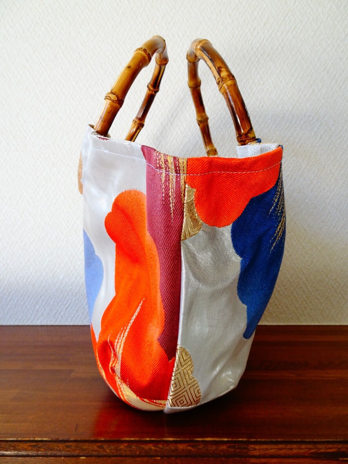 Handmade Japanese Kimono Clutch Bag, Vintage Silk, Elegant Floral Design