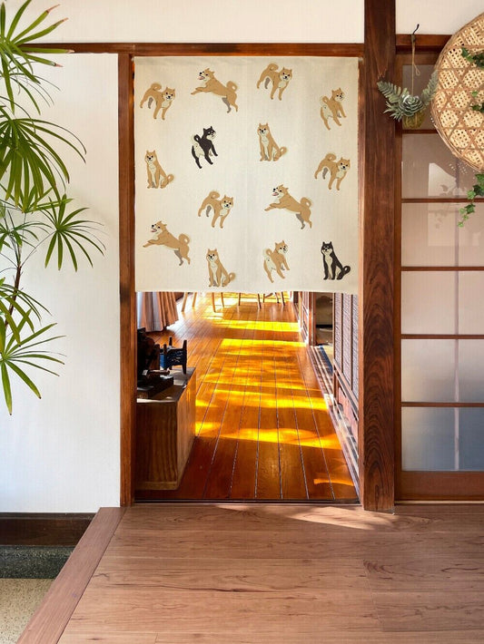 Made to order Short Size Japanese Noren Door Curtain - Shiba inu Design NEW