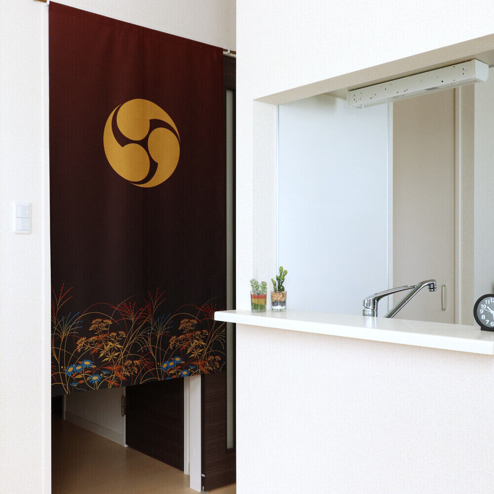 Kamon Japanese Family Crest Noren Door Curtain Room Divider - Three comma‐shaped
