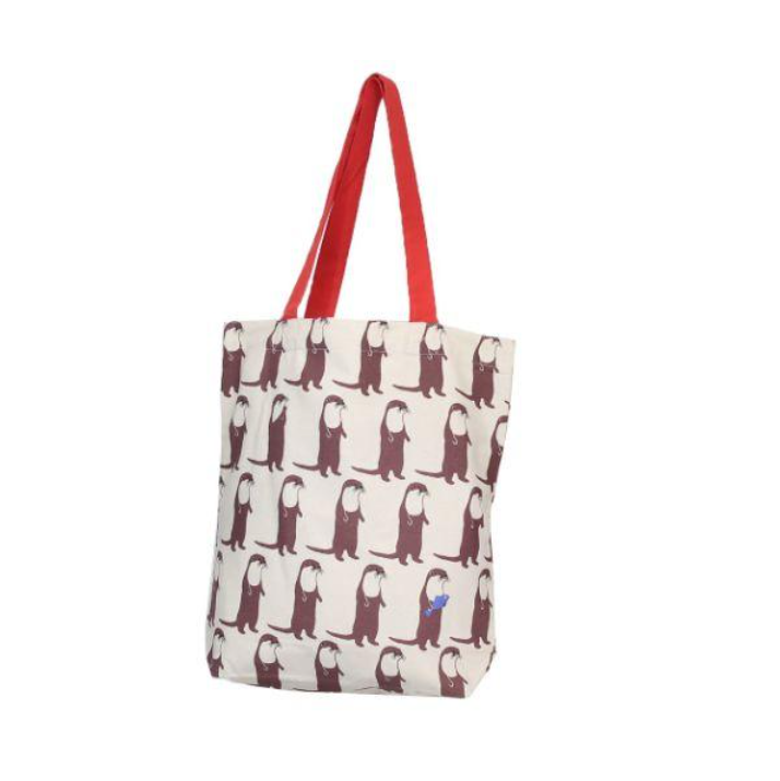 FRIENDSHILLL Animal Printed A4 size Cotton Tote Bag : Kawauso, Otter