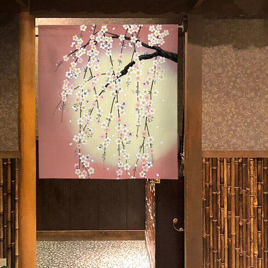 Made to order Short Size Japanese Noren Door Curtain Cherry Blossoms & The Moon