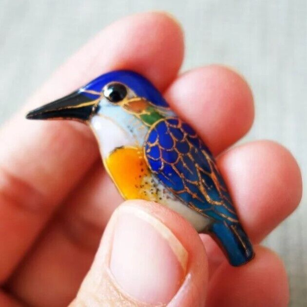 Kingfisher - Japanese cloisonné enamel Pin Badge Brooch Made-to-order NEW