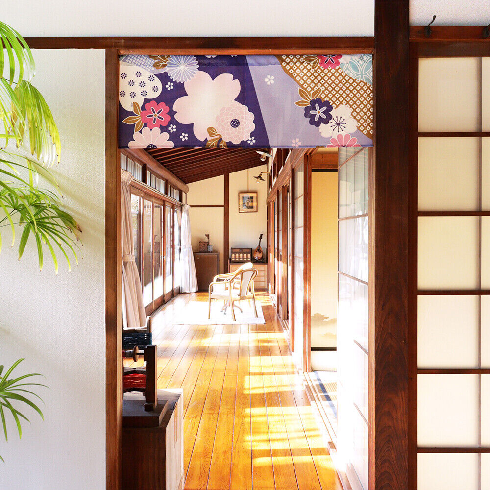 Made to Order Extra Short Size Japanese Noren Door Curtain Auspicious Flower