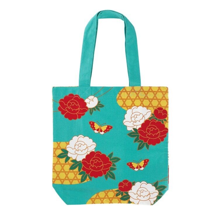 Shiba Inu "Shibata san" Cotton A4 size Tote Bag - Peony pattern