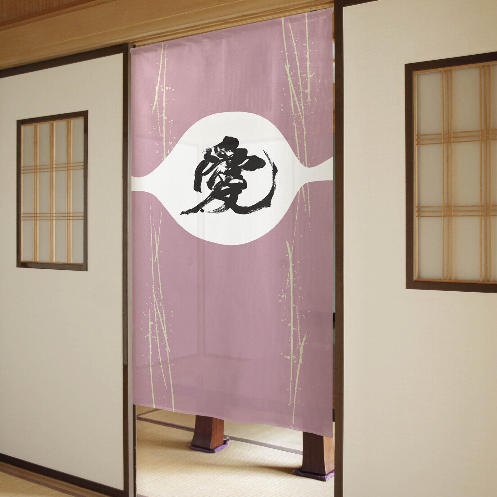 Japanese Noren Door Curtain Room Divider - Love in Kanji, Chinese Character