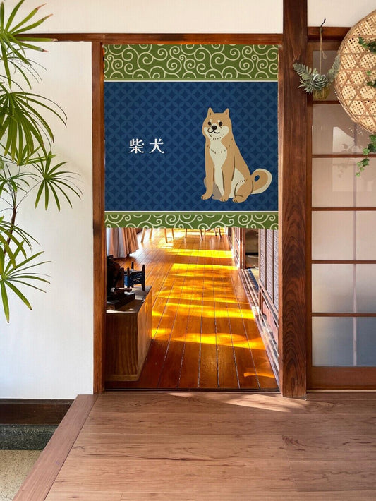 Made to order Short Size Japanese Noren Door Curtain Shiba inu arabesque patten