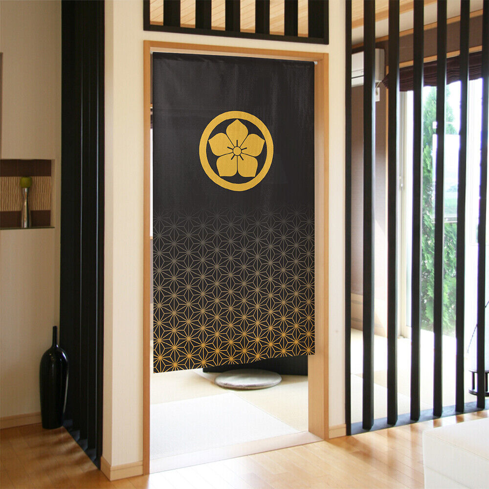 Kamon Japanese Family Crest Noren Door Curtain Room Divider - Bellflower