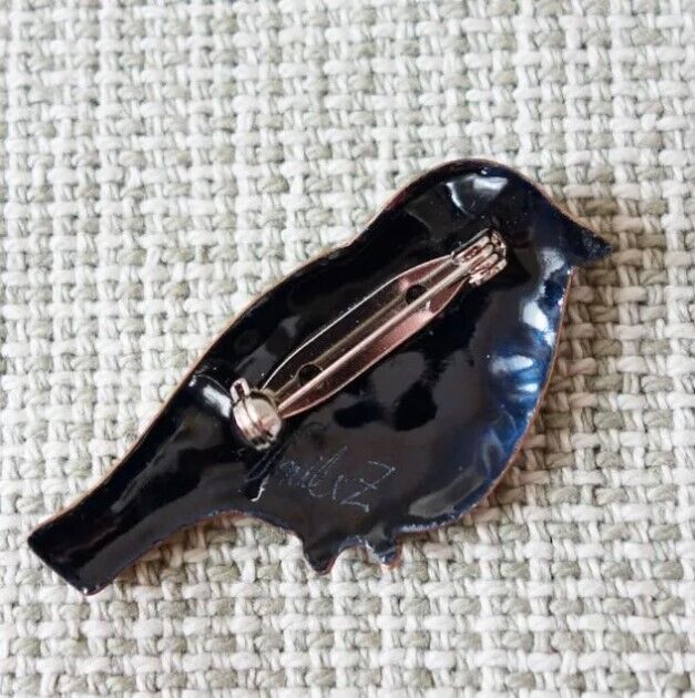 Sparrow - Japanese cloisonné enamel Mini Brooch Made-to-order NEW