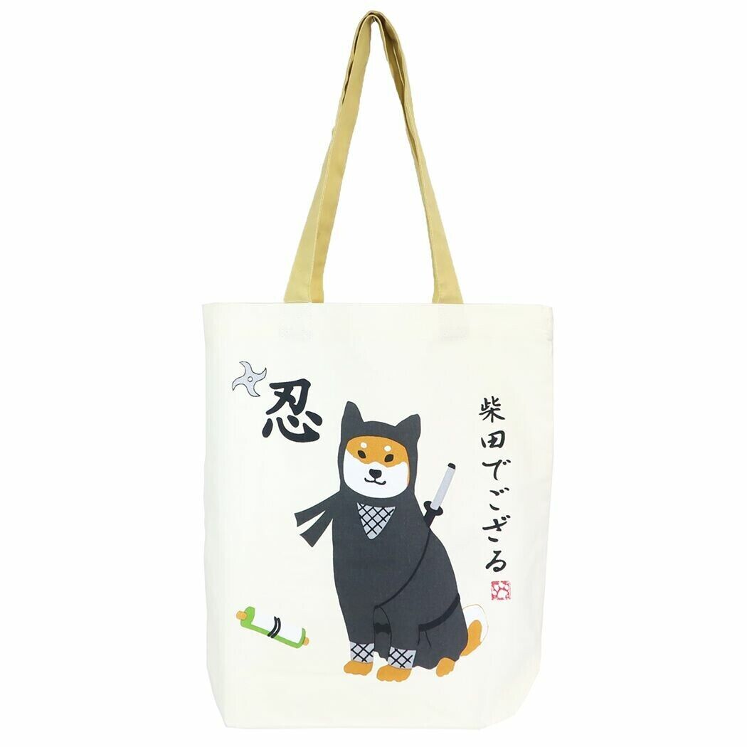 Shiba Inu "Shibata san" Cotton A4 size Tote Bag : Ninja.