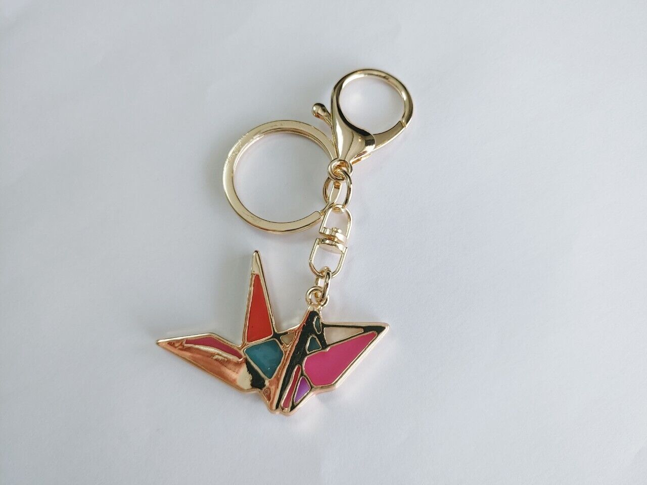 SANSAN Stained Glass Origami Crane Keychain - Japanese Style Gift for Collectors