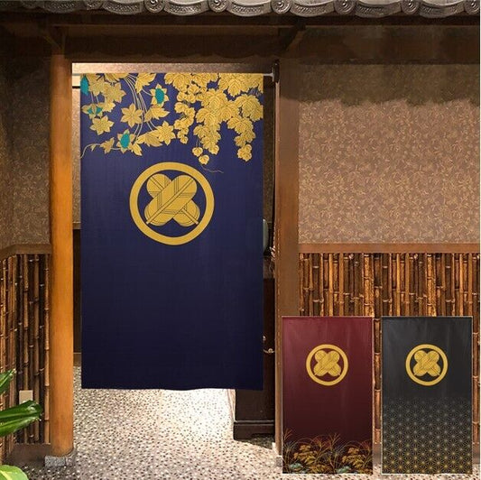 Kamon Japanese Family Crest Noren Door Curtain Room Divider - Hawk Wings