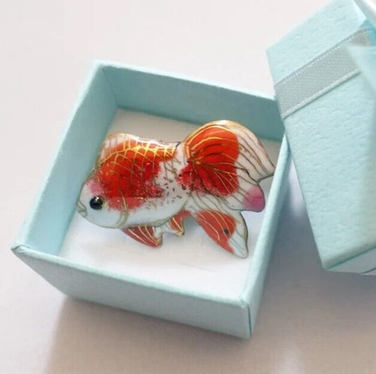 GoldFish - Japanese cloisonné enamel Pin Badge Pin Brooch Made-to-order NEW
