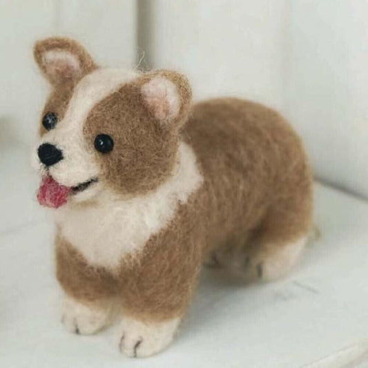 Hamanaka Needle Felting Kit: Crafting Cute Animals with Wool - Welsh Corgi Dog