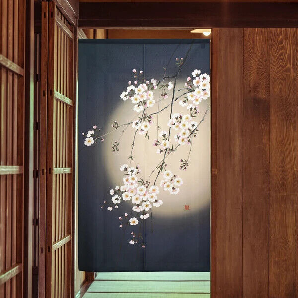 Made to order Premium Japanese Noren Door Decorate Curtain Night Cherry Blossoms