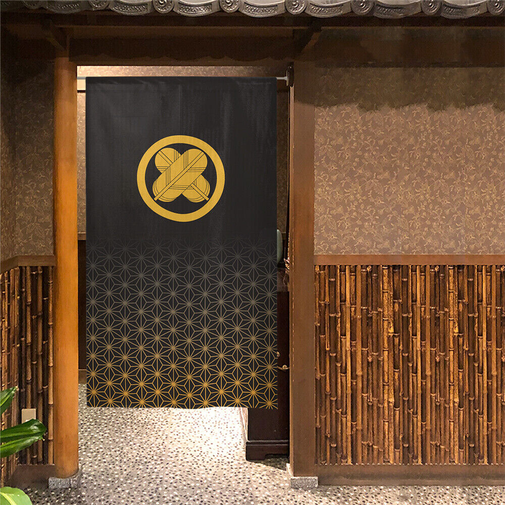 Kamon Japanese Family Crest Noren Door Curtain Room Divider - Hawk Wings
