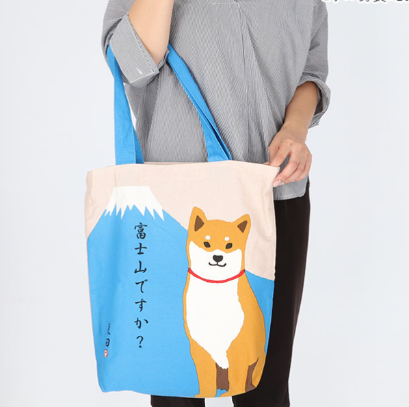 Shiba Inu "Shibata-san" A4 size Cotton Tote bag : Mt.Fuji.