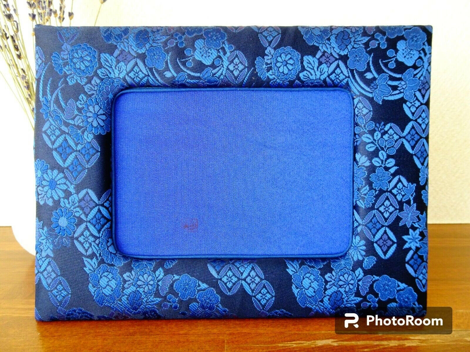 Handcrafted Japanese Kimono Photo Frame, Blue, Unique Oriental Decor Gift Item