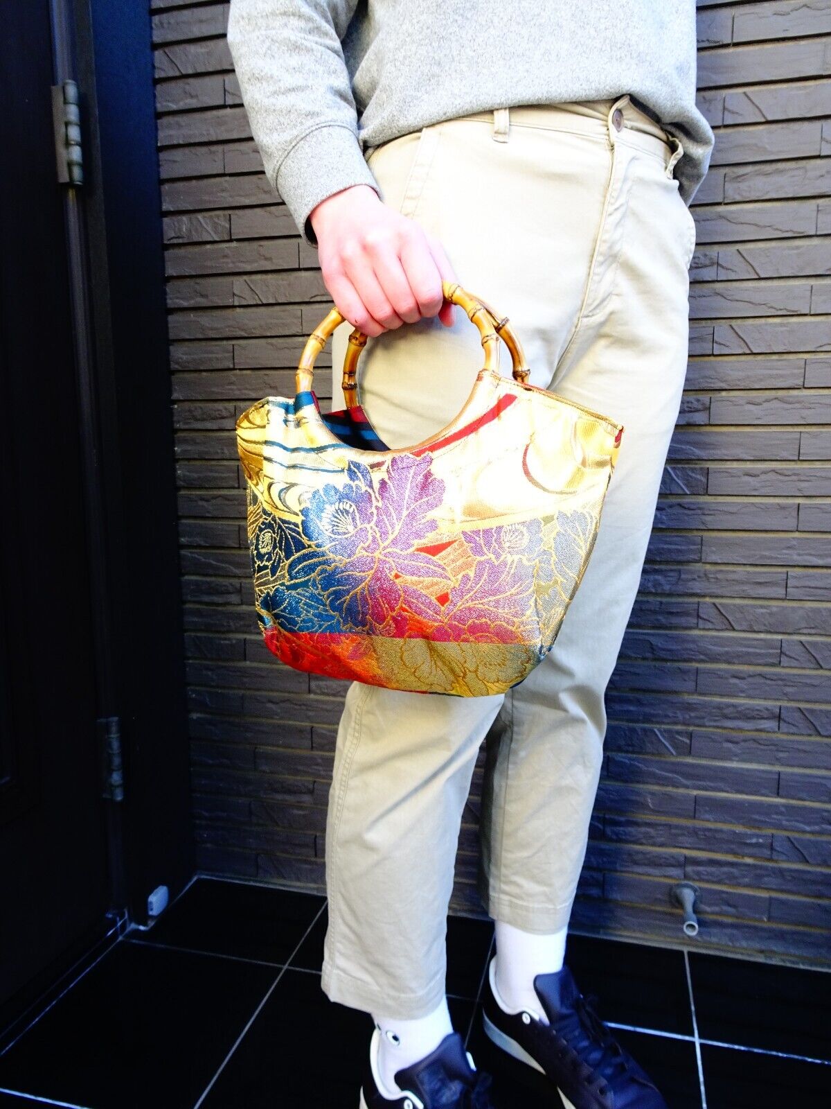 Handmade Japanese Kimono Handbag, Vintage Silk, Elegant Granny Bag, Unique Gift