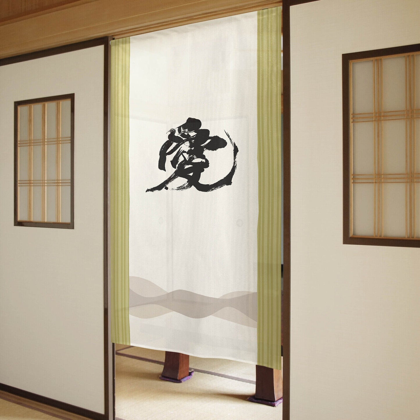 Japanese Noren Door Curtain Room Divider - Love in Kanji, Chinese Character