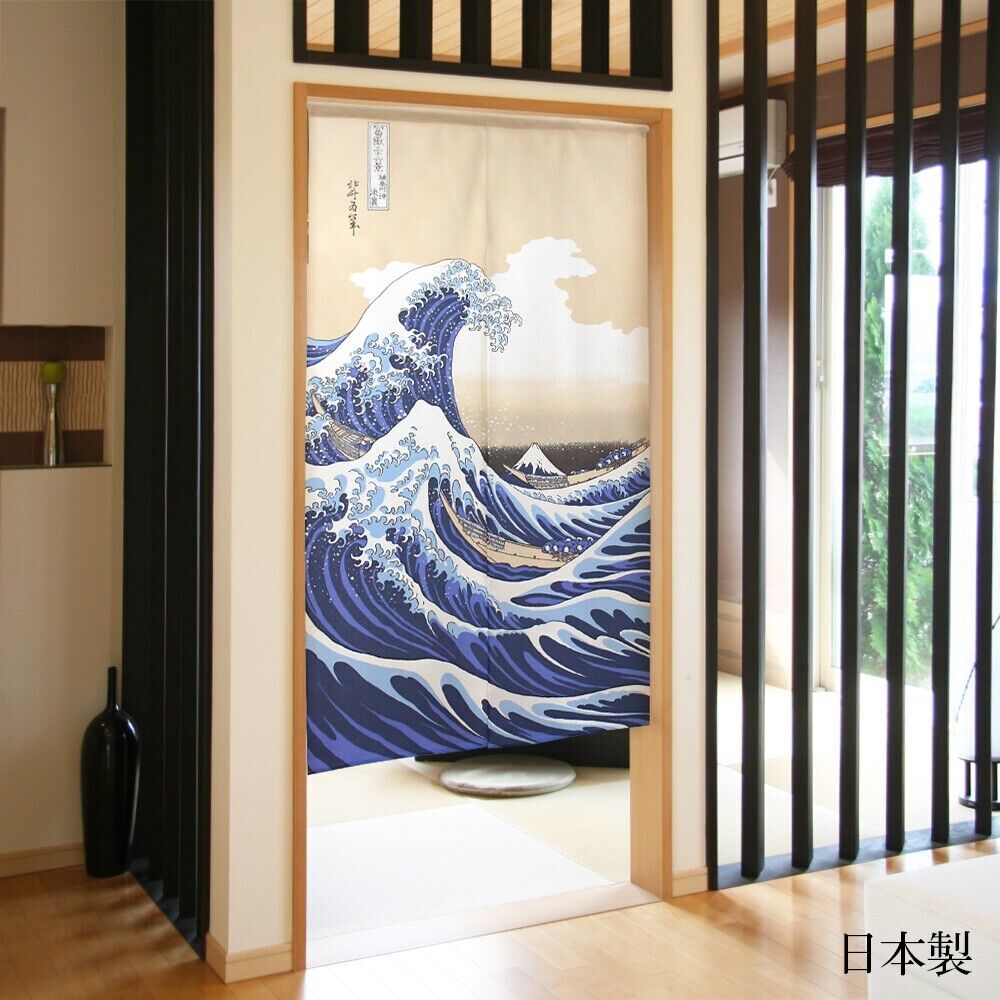 Katsushika Hokusai Noren Door Curtain Ukiyo-e "The Great Wave off Kanagawa"