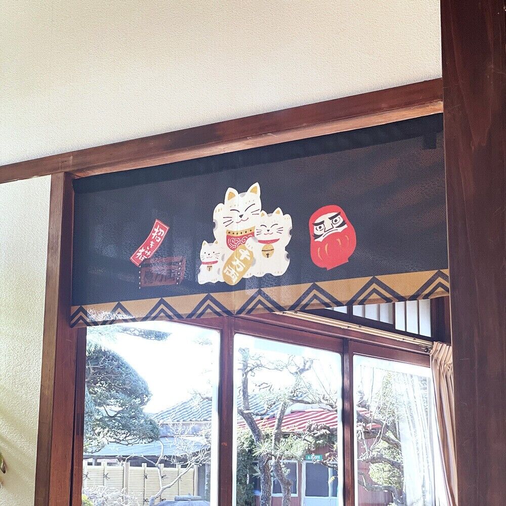 Made to Order Extra Short Japanese Noren Door Curtain Maneki Neko $ Daruma