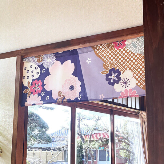Made to Order Extra Short Size Japanese Noren Door Curtain Auspicious Flower