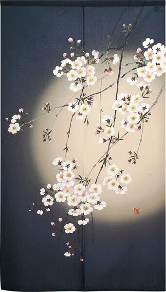 Made to order Premium Japanese Noren Door Decorate Curtain Night Cherry Blossoms