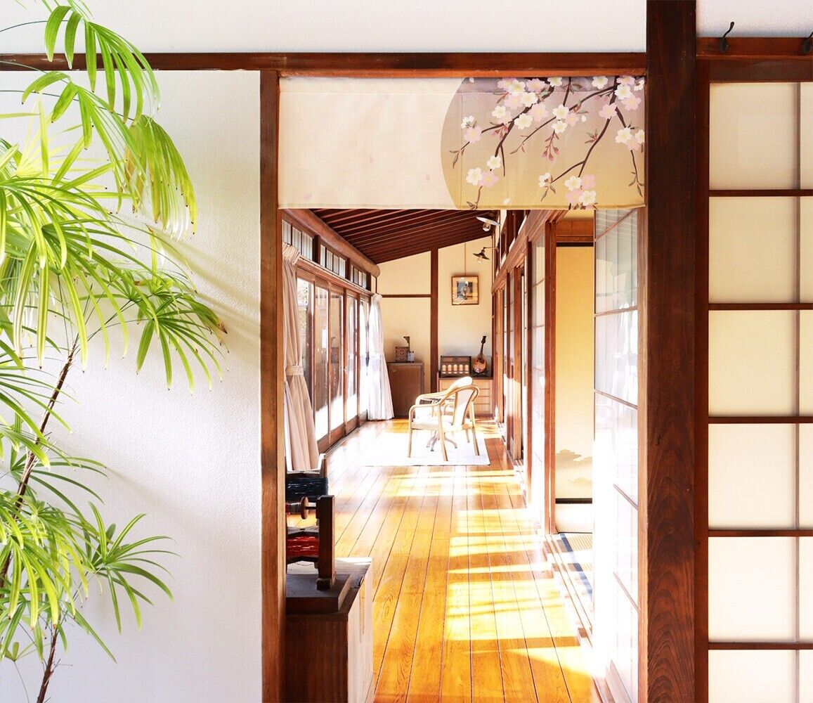 Made to Order Extra Short Japanese Noren Door Curtain Cherry blossoms Window