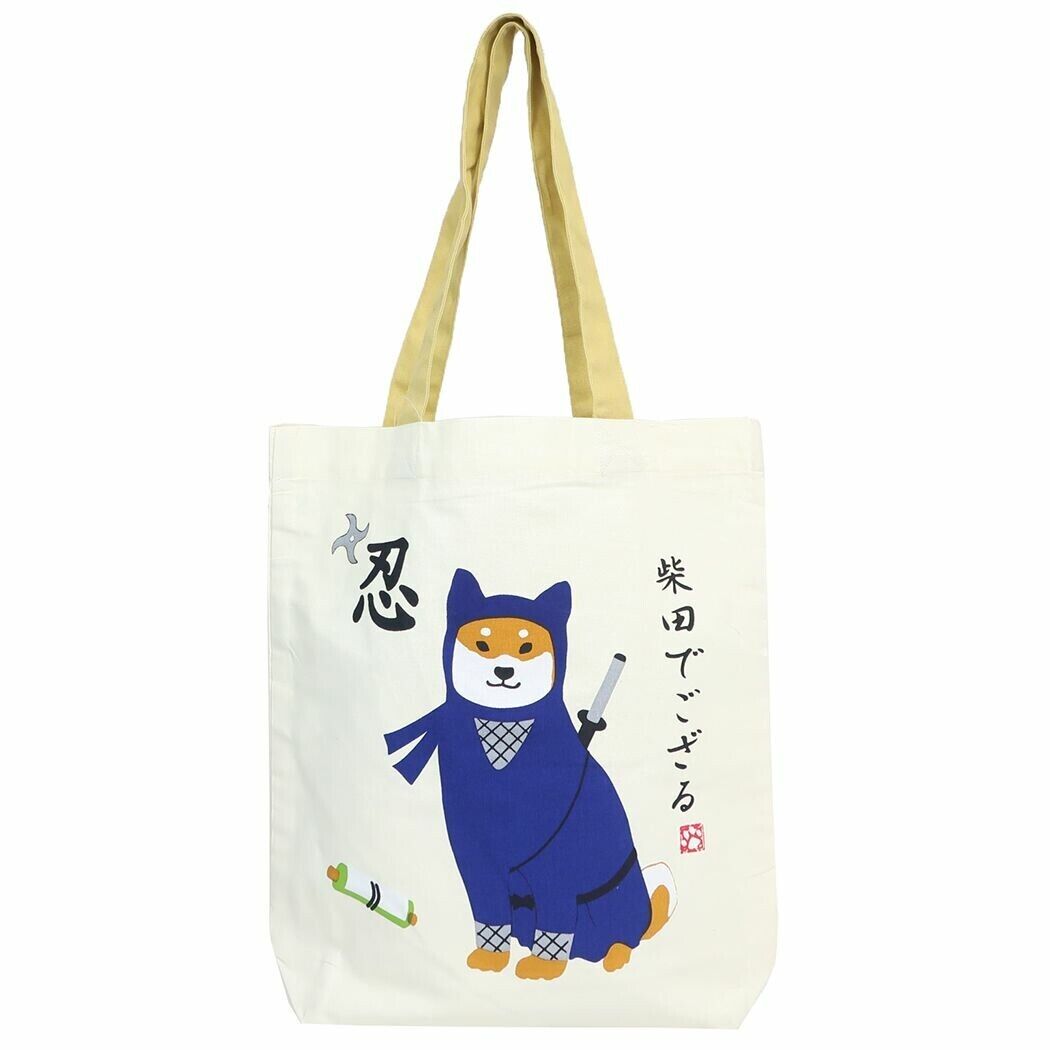 Shiba Inu "Shibata san" Cotton A4 size Tote Bag : Ninja.