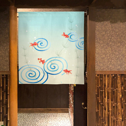 Made to order Short Size Japanese Noren Door Curtain Ripple Goldfish
