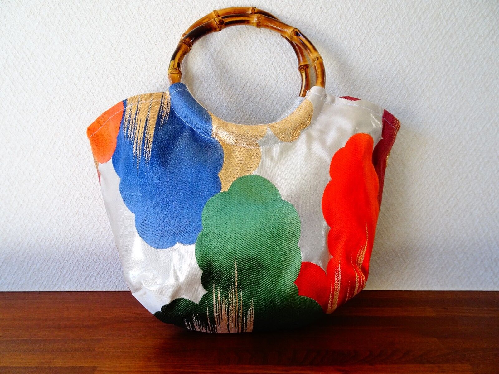 Handmade Japanese Kimono Clutch Bag, Vintage Silk, Elegant Floral Design