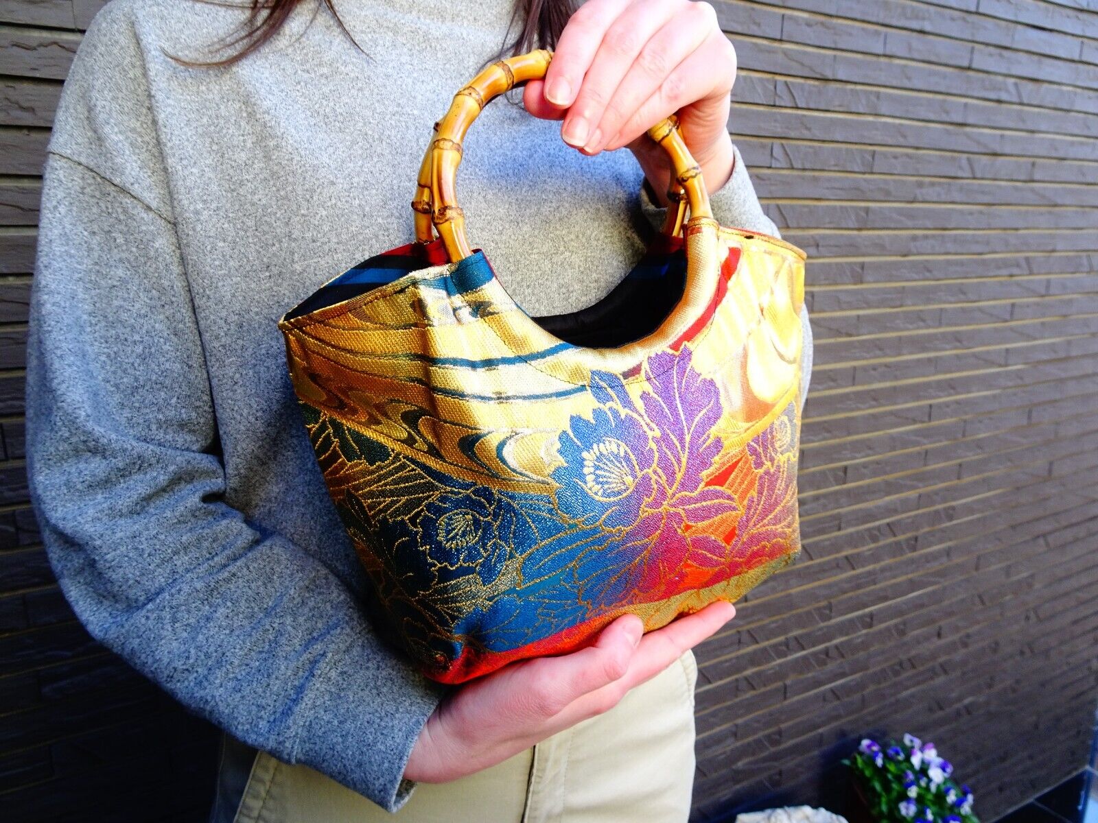 Handmade Japanese Kimono Handbag, Vintage Silk, Elegant Granny Bag, Unique Gift