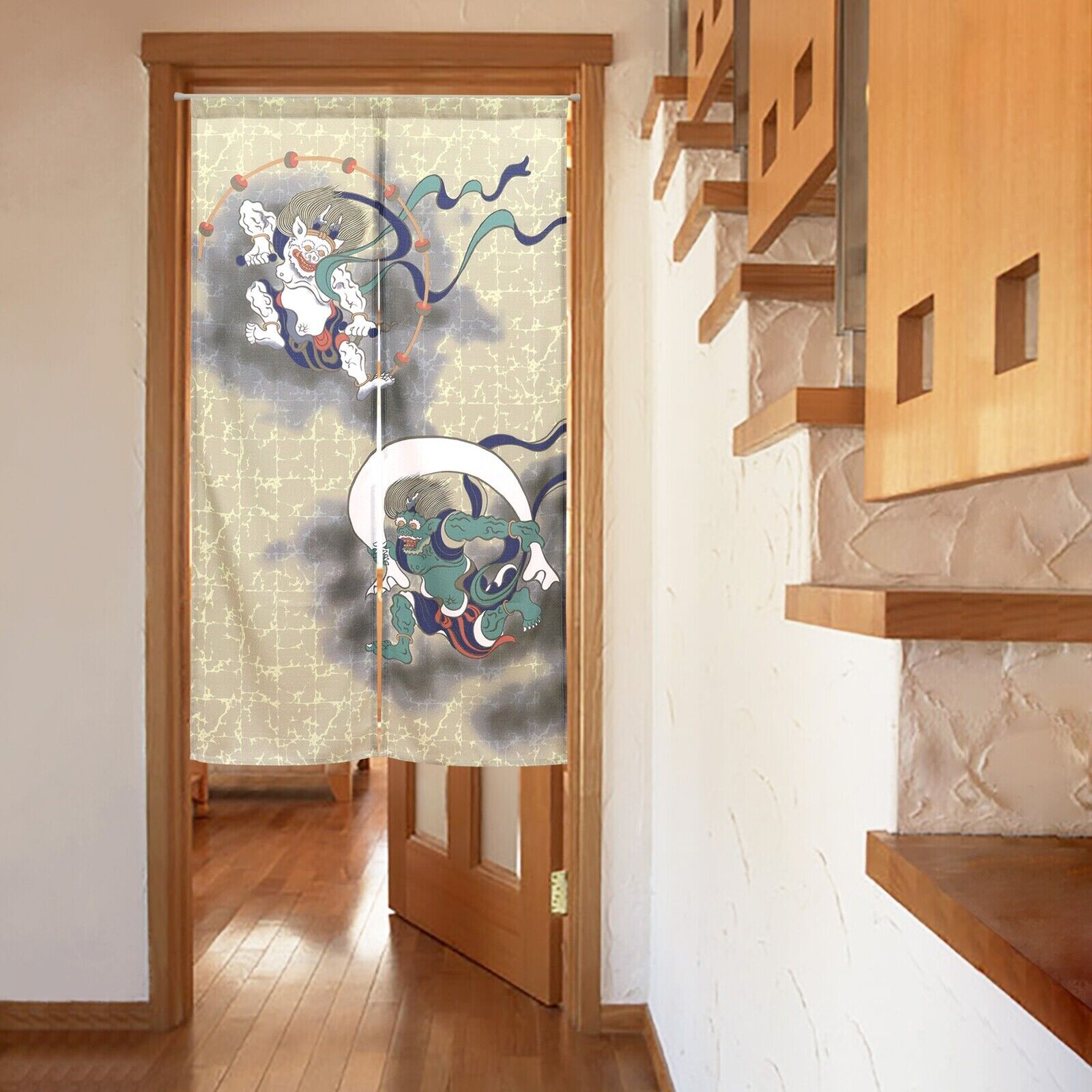 Fujin & Raijin Japanese Noren Door Decorate Curtain Room Divider Drapes